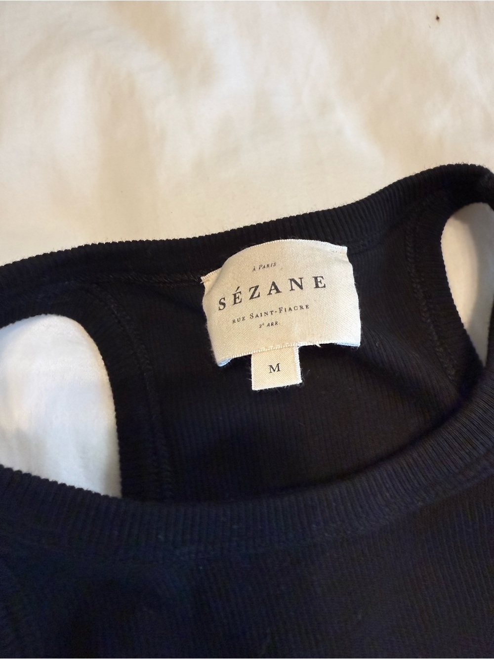 Sezane Black Ribbed High-Neck Racerback Tank - Picture 3 of 3